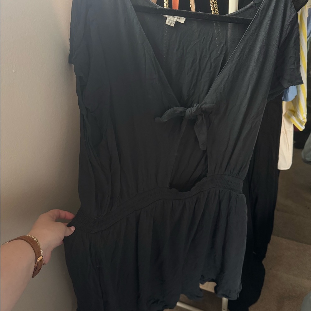 American Eagle Black Tie Front Jumpsuit